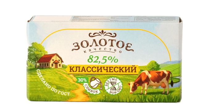 Спред растительно-сливочный, «ЗОЛОТОЕ КАЧЕСТВО» м.д.ж. 82,5% (500 гр.)