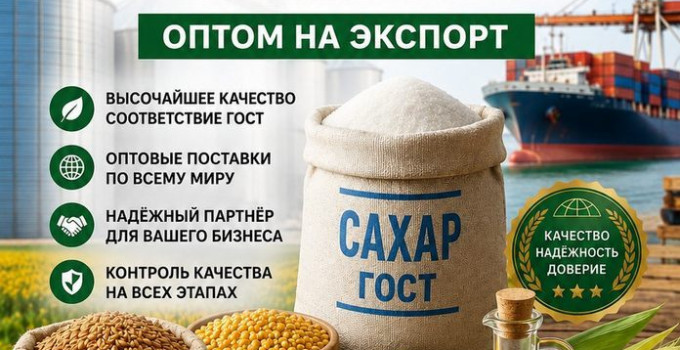 Сахар ГОСТ, зерновые, бобовые и масличные культуры оптом